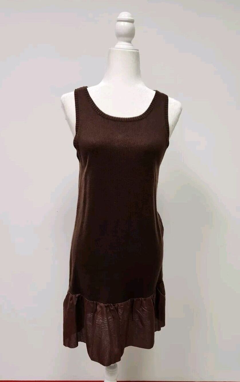 Manoush Silk Cashmere Knit Ruffle Hem Mini Dress w/ Bow Coquette Size Medium